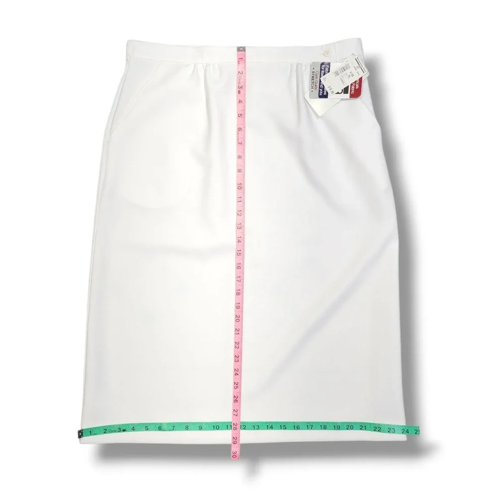 Vintage Donnkenny Pull On‎ Midi Straight Skirt White Women's Size 16